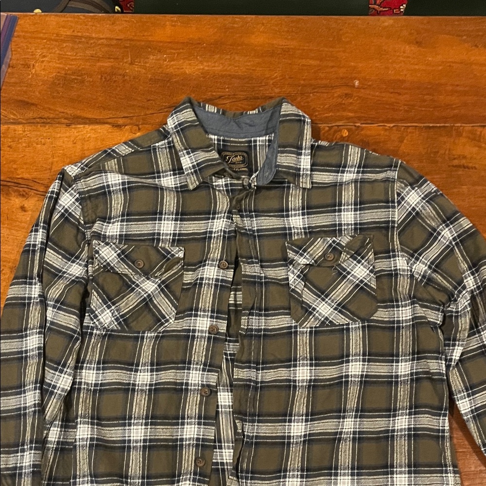 Jachs Olive and White Plaid Men's Shirt